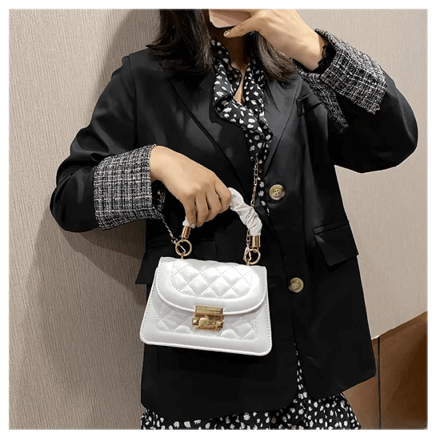 3 High Quality 2021 New Model Diamonds Embroidery Threads Wrinkle Chain Small Square Women Tote Shoulder Cross Body Bag