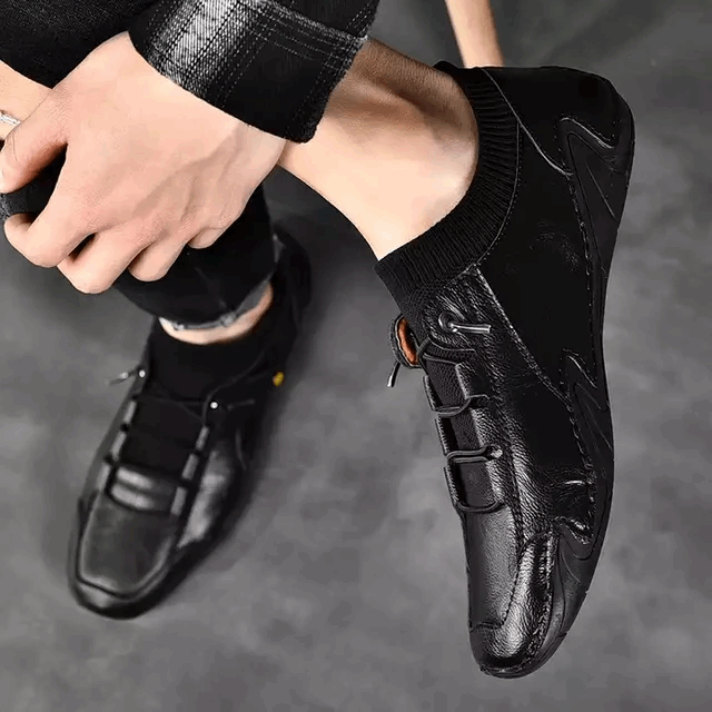 01 Breathable lightweight handmade shoes Large size octopus casual mens leather loafers shoes