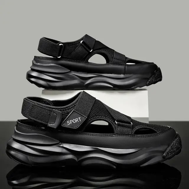 1 Fabric upper thick sole men's closed toe outdoor sports walking sandals summer driving shoes for men summer