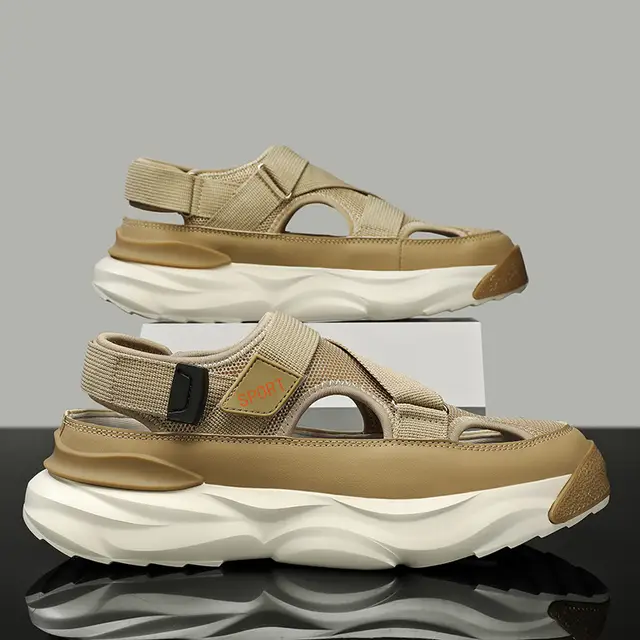 1 Fabric upper thick sole men's closed toe outdoor sports walking sandals summer driving shoes for men summer