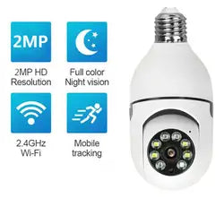 ABE HD 1080P night vision bulb camera indoor automatic tracking security baby 90 degree 360 degree camera PTZ WiFi bulb camera