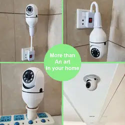 ABE HD 1080P night vision bulb camera indoor automatic tracking security baby 90 degree 360 degree camera PTZ WiFi bulb camera
