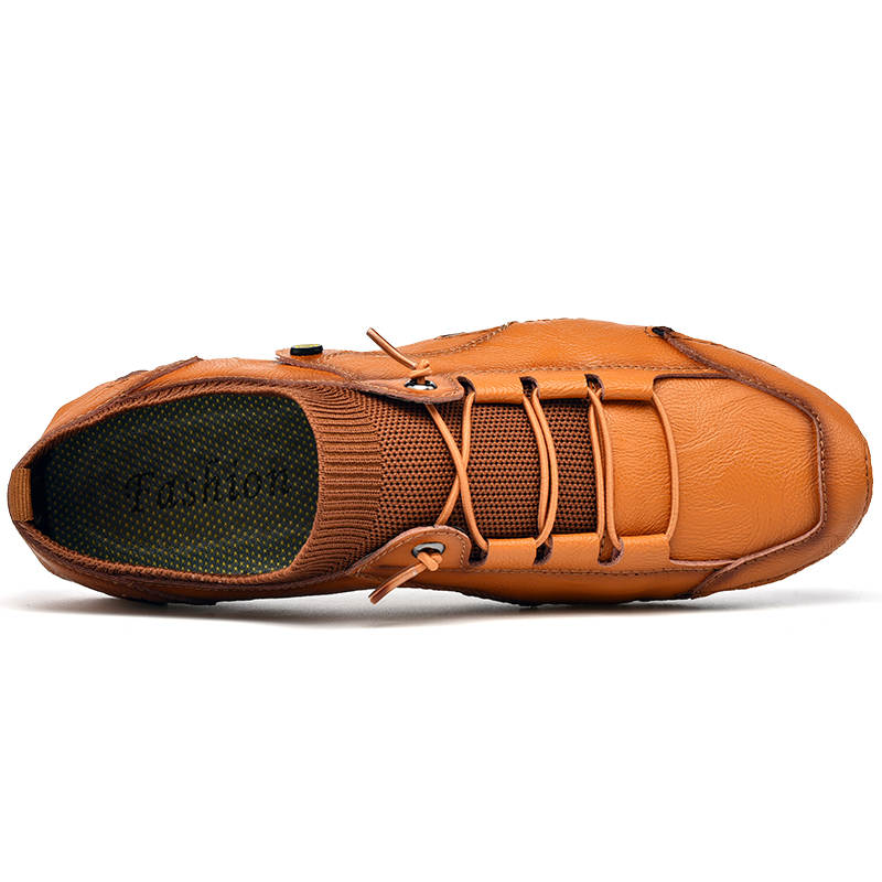 Breathable lightweight handmade shoes Large size octopus casual mens leather loafers shoes