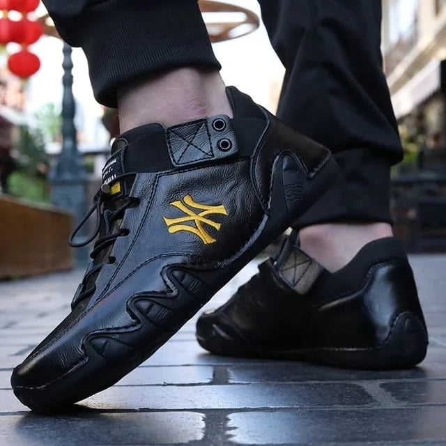 2 Breathable Low-top Men's Casual Leather Shoes,Deodorant,Non-slip And Durable