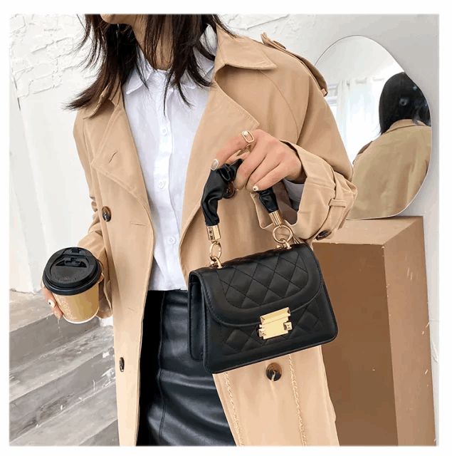 3 High Quality 2021 New Model Diamonds Embroidery Threads Wrinkle Chain Small Square Women Tote Shoulder Cross Body Bag