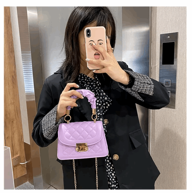 3 High Quality 2021 New Model Diamonds Embroidery Threads Wrinkle Chain Small Square Women Tote Shoulder Cross Body Bag