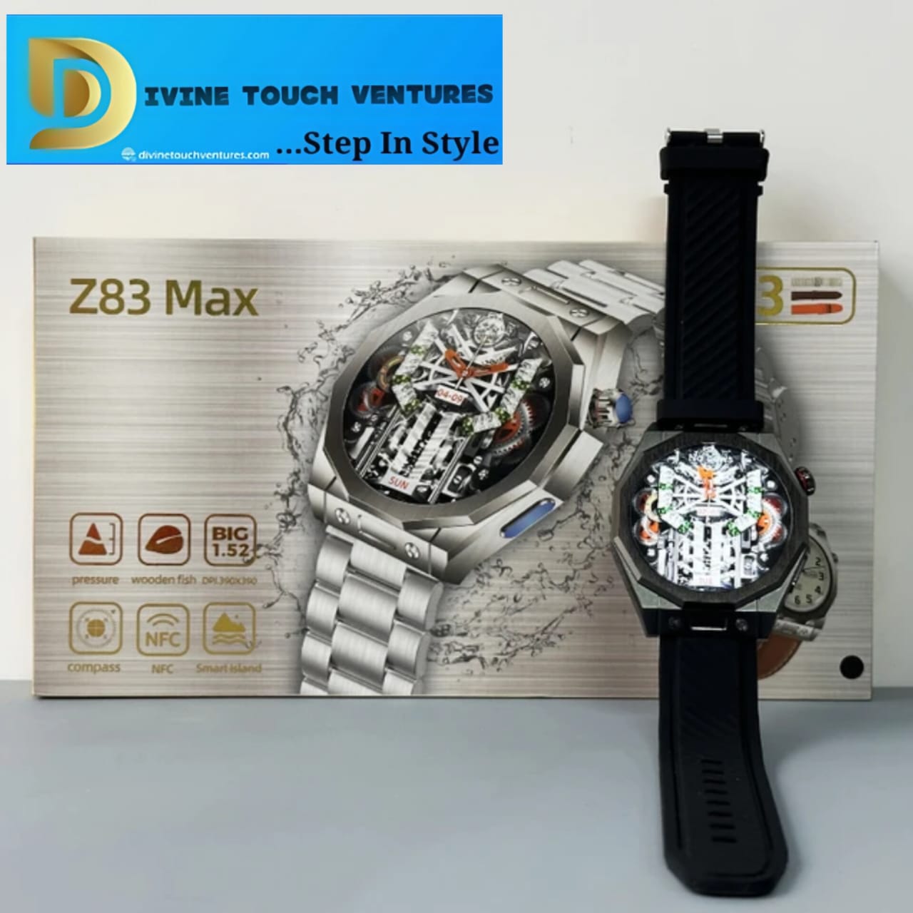 2024 Reloj inteligente Round Watch Z83 Max 1.52" AMOLED Screen Three Different Bands Split Screen Wireless Charging Z83max