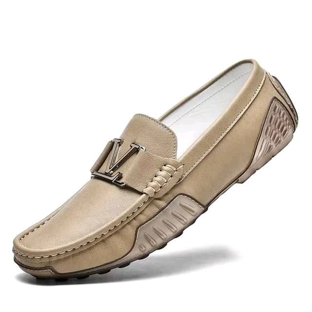 3Men's Trendy Leather Dress Shoes Breathable Slip-On Loafers Light Design Anti-Slippery