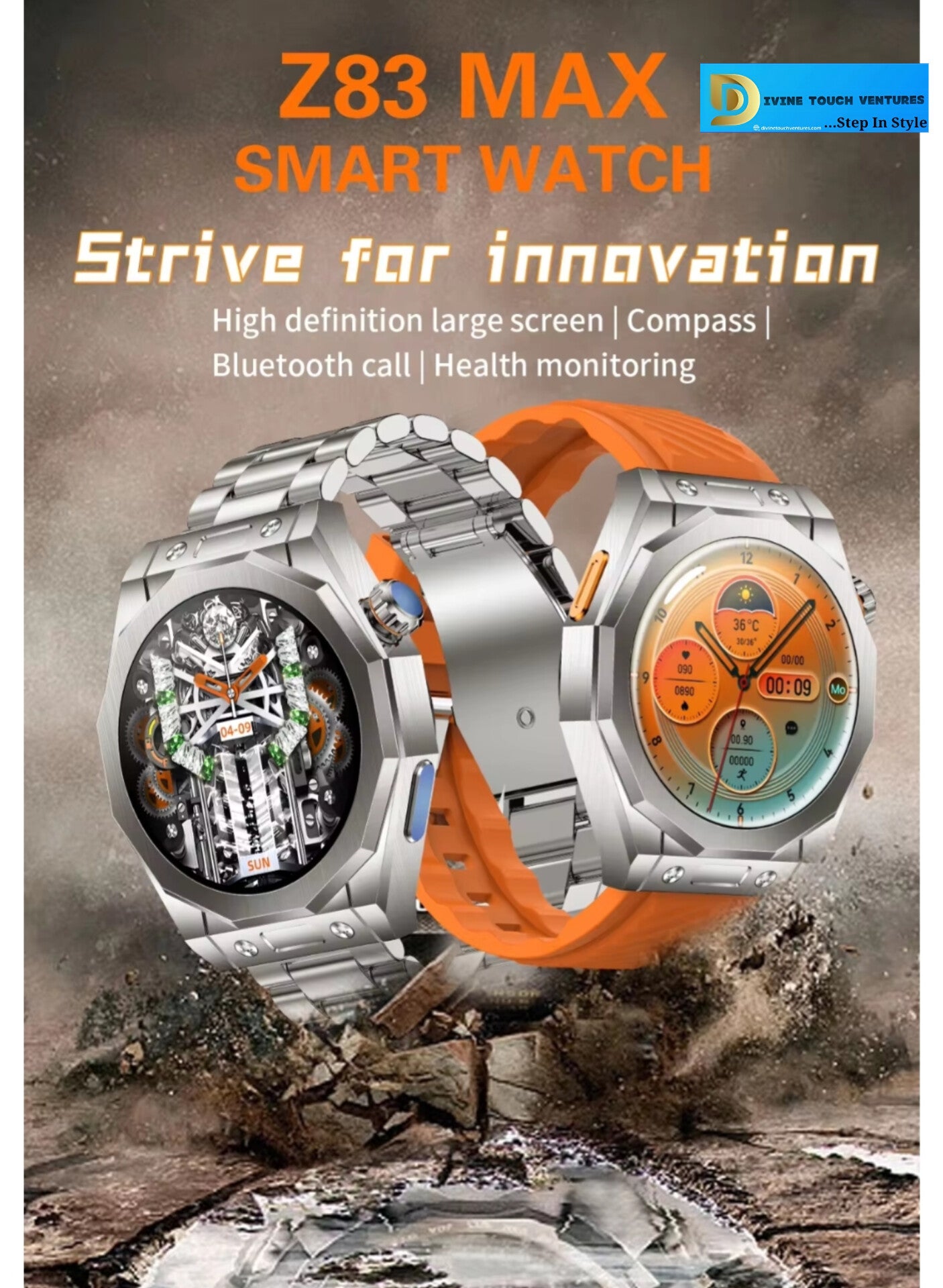 2024 Reloj inteligente Round Watch Z83 Max 1.52" AMOLED Screen Three Different Bands Split Screen Wireless Charging Z83max