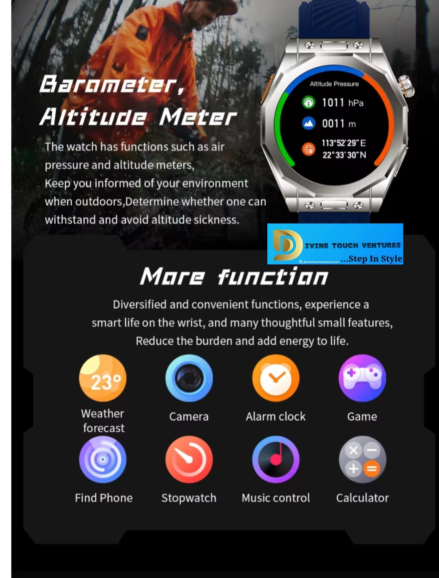 2024 Reloj inteligente Round Watch Z83 Max 1.52" AMOLED Screen Three Different Bands Split Screen Wireless Charging Z83max