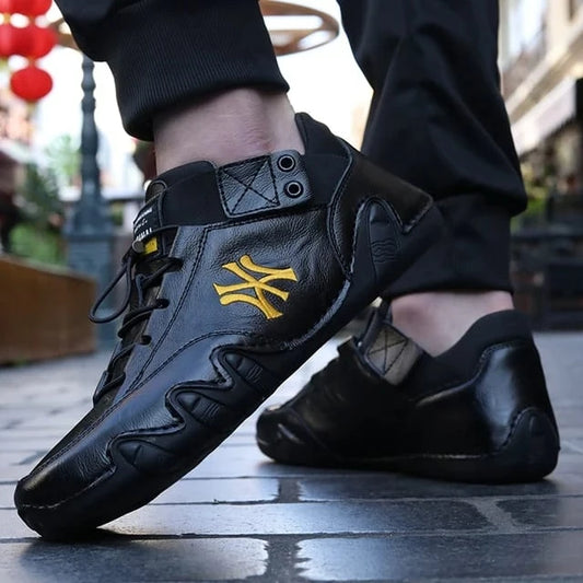 2 Breathable Low-top Men's Casual Leather Shoes,Deodorant,Non-slip And Durable